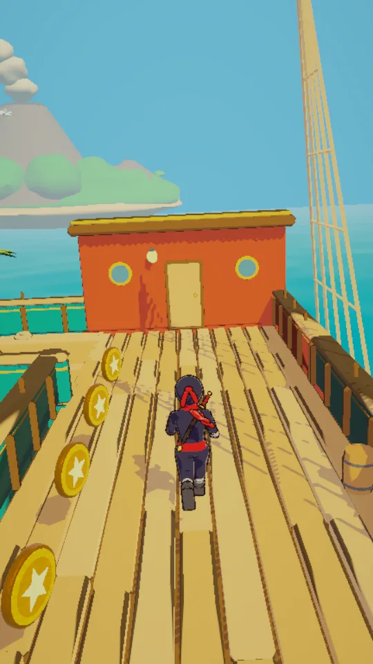Kiri the ninja running across the deck